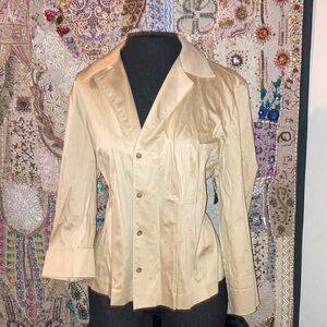 Elegant Beige Button-Up Blouse